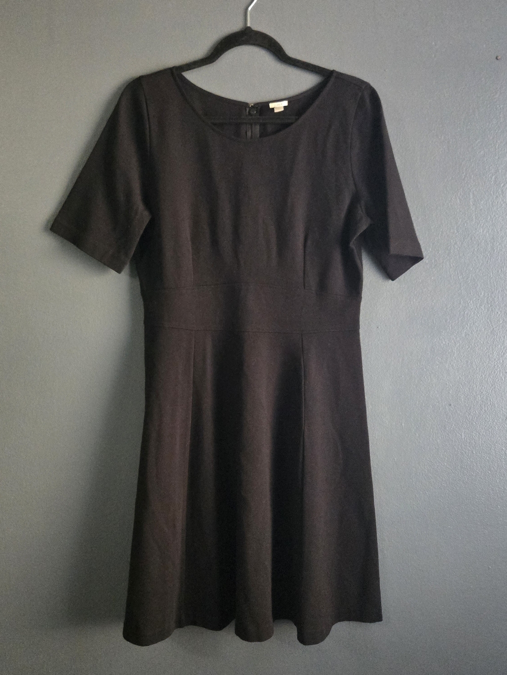 J. Crew Black Short Sleeve Minimalist Fit-and-Flare Dress 10